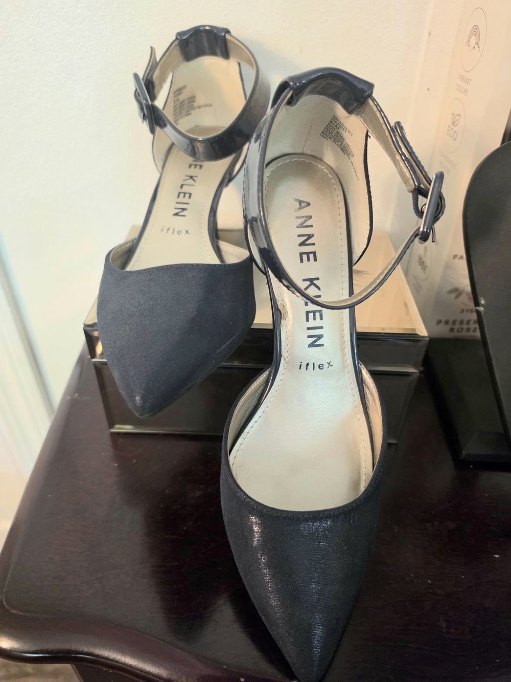Anne Klein Blue Pointed Toe Ankle-Strap Heels